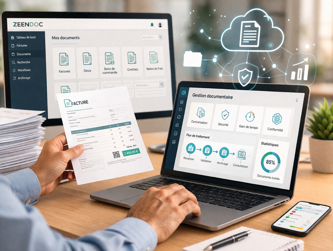 Interface Zeendoc de gestion électronique de documents et facturation électronique par MC2I Solutions